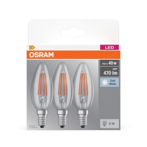 Osram LED Kerze E14 Filament 4 W 470 lm Klar 3er-Set