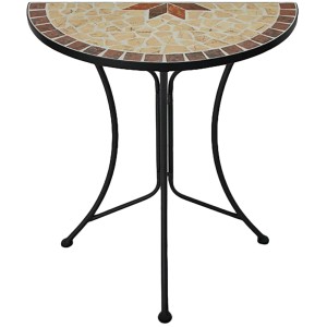 Halbrunder Gartentisch AMARILLO von Garden Pleasure, schwarz, mit Mosaik-Tischplatte.