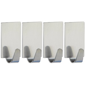 Wenko Rechteck Haken, 4er-Set, Edelstahl glänzend, für Bad und Haushalt.