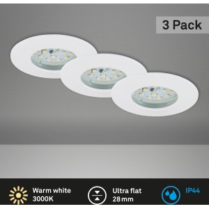 Briloner LED-Einbauleuchten Attach, 3er-Set, weiß, für Innenräume und Badezimmer geeignet.