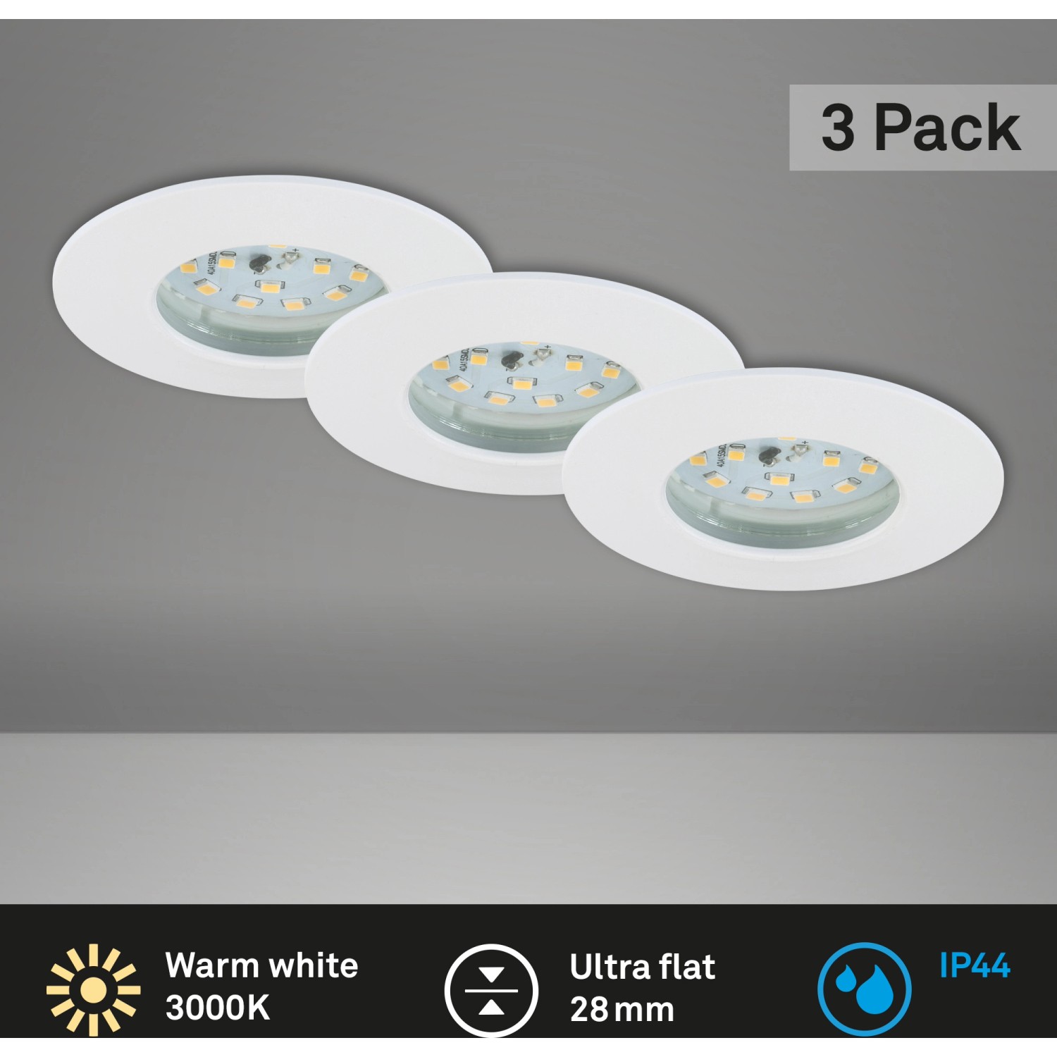 Briloner LED-Einbauleuchte Attach 3er-Set starr Weiß