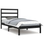 Schwarzes Massivholzbett 100x200 cm mit Lattenrost und Kopfteil. Kiefernholz Bett für Schlafzimmer.