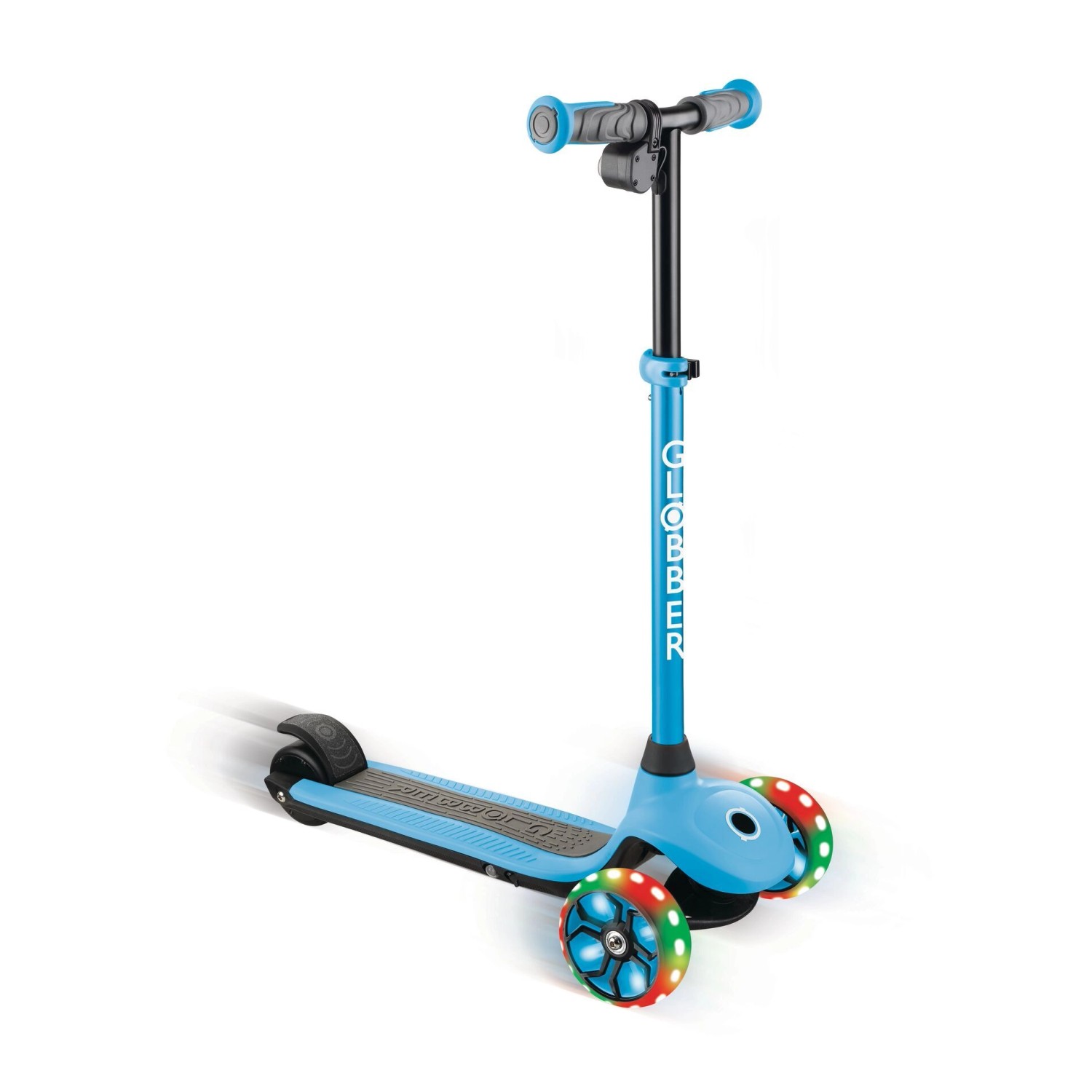 Globber One K E-Motion 4 Plus E-Scotter Lithium Batterie mit 80W Motor 125/90mm 3-Rädrig LED-Rollen Hellblau