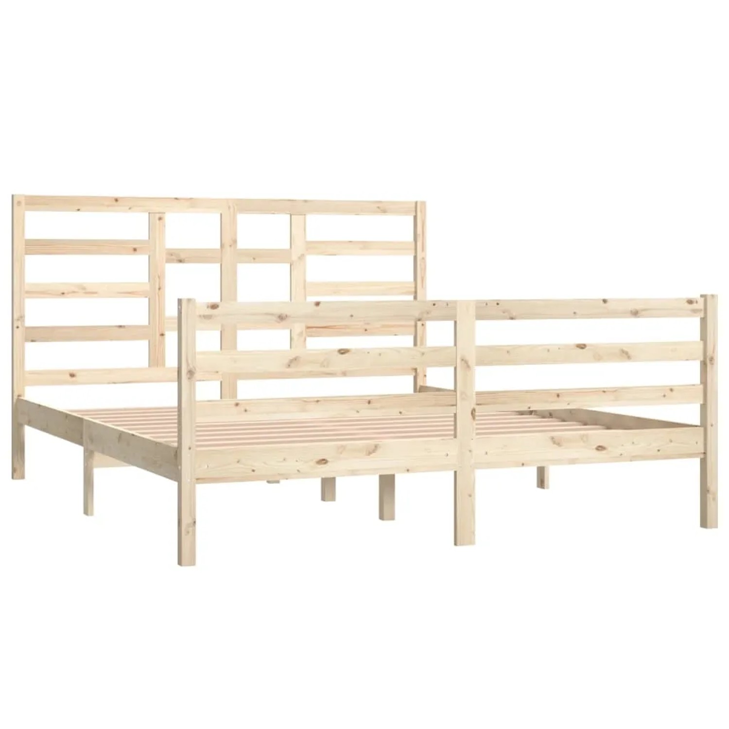 vidaXL Massivholzbett, 160x200 cm, Kiefernholz, Lattenrost, Bettrahmen für Schlafzimmer.