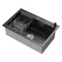 ML-Design Spülbecken, Edelstahl, anthrazit, mit Abtropfkorb und Seifenspender.