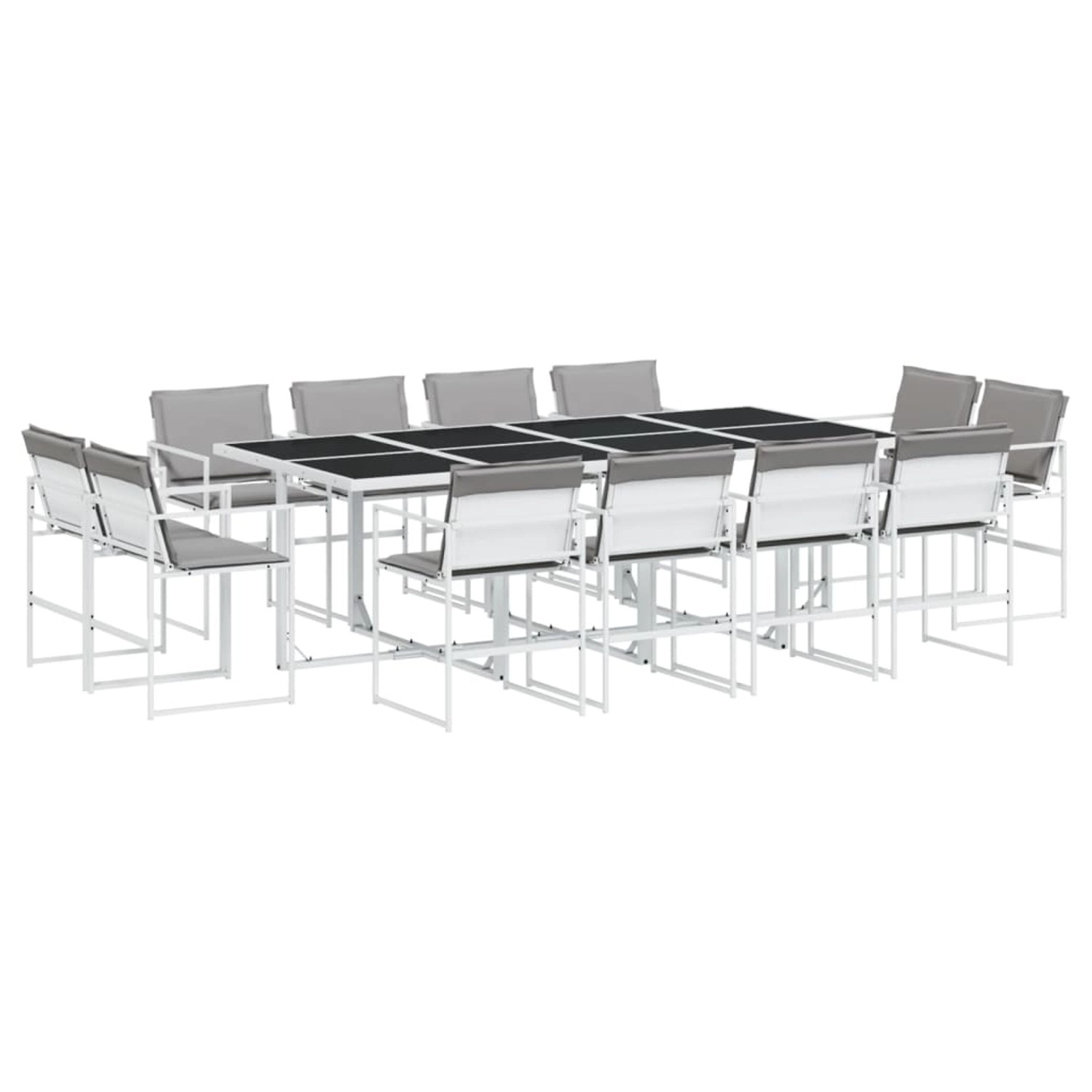 vidaXL 13-Tlg Garten-Essgruppe mit Kissen Weiß Textilene 3295095 günstig online kaufen