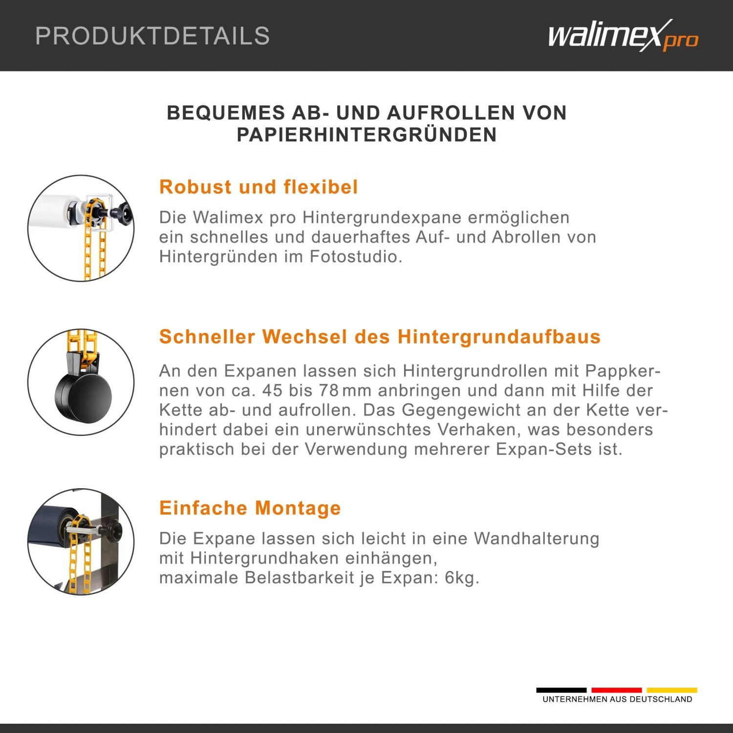 Walimex 5-Fach Hintergrund Wandmontageset 3Er Set_4