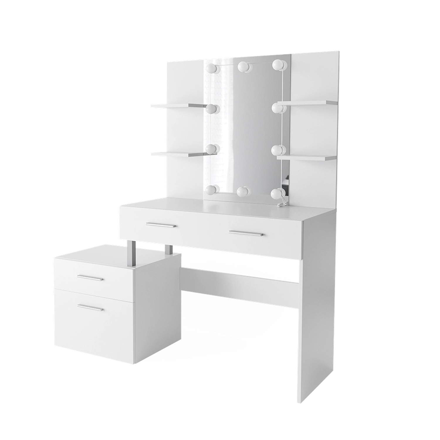 Vicco Schminktisch Maria Weiß 132 cm mit LED Beleuchtung günstig online kaufen