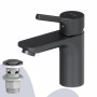 AM.PM Waschtischarmatur X-Joy S, Schwarz, mit Klick-Ablaufgarnitur. Waschbeckenarmatur für Bad & WC.