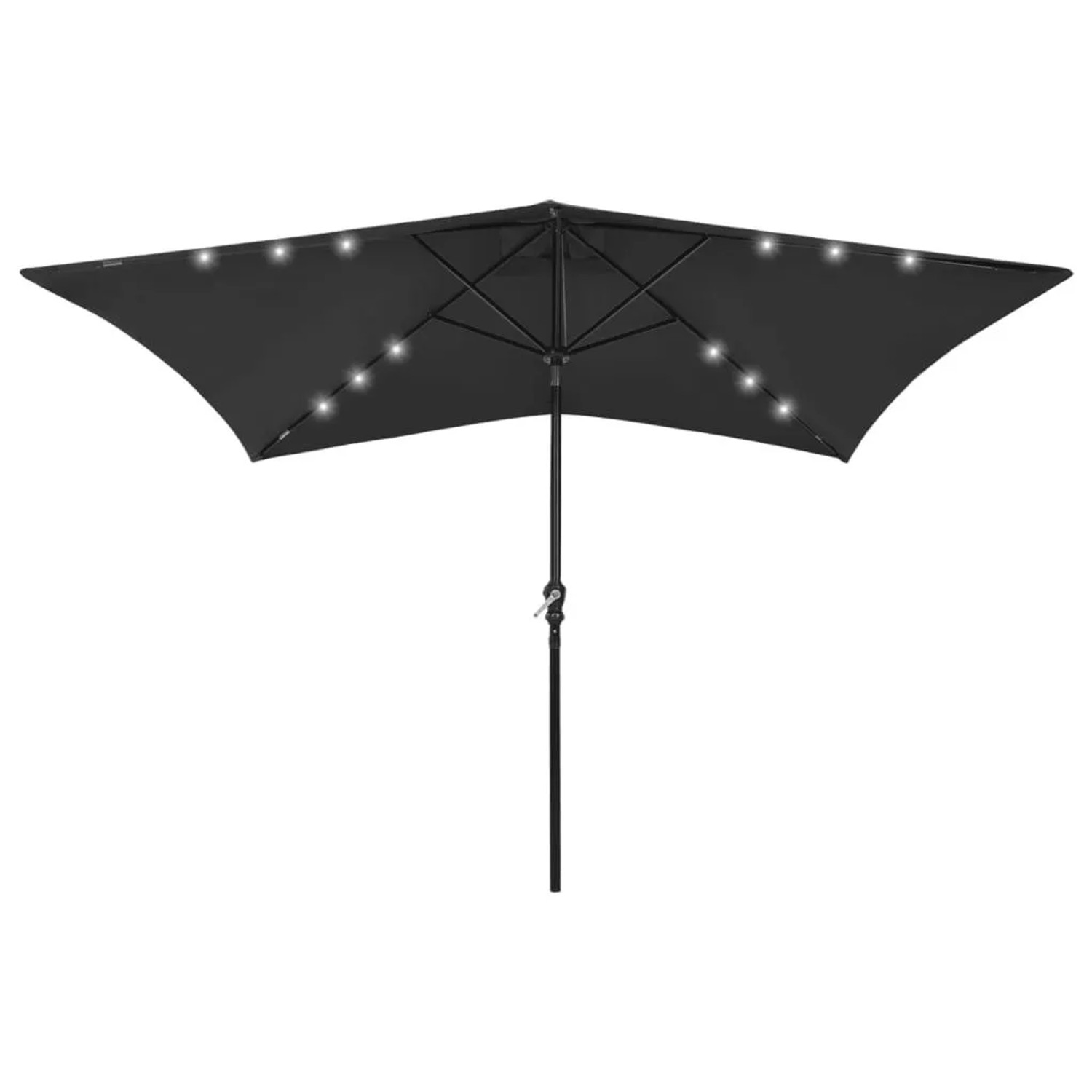 vidaXL Sonnenschirm mit LEDs und Stahl-Mast Schwarz 2x3 m 313792