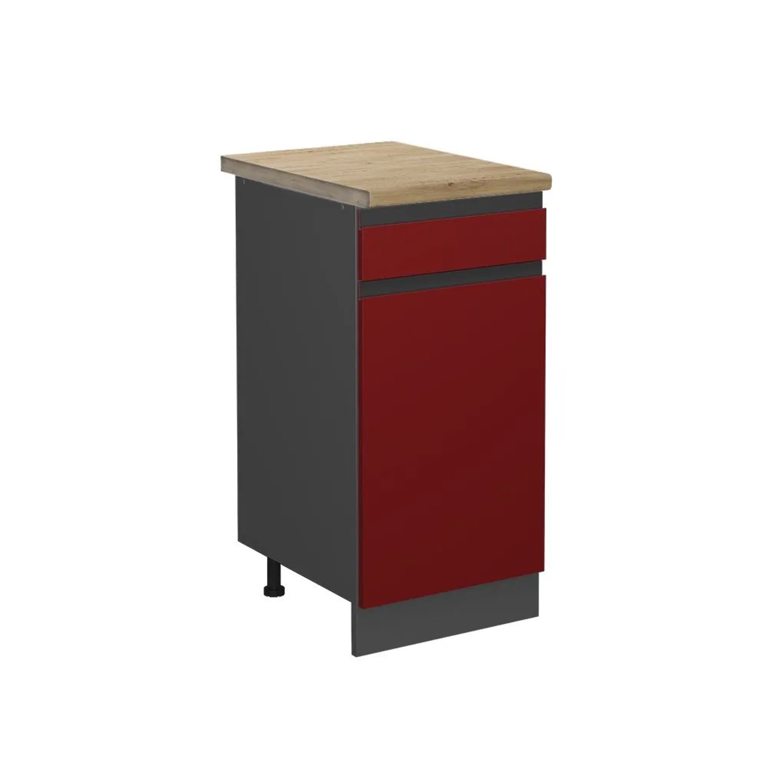 Vicco Küchenunterschrank R-Line Schubladenschrank für die Küche Rot Anthrazit 40 cm J-Shape AP Eiche