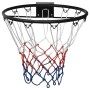 Schwarzer Basketballring (45 cm) von vidaXL aus Stahl mit rot-weiß-blauem Netz für Sport & Fitness.