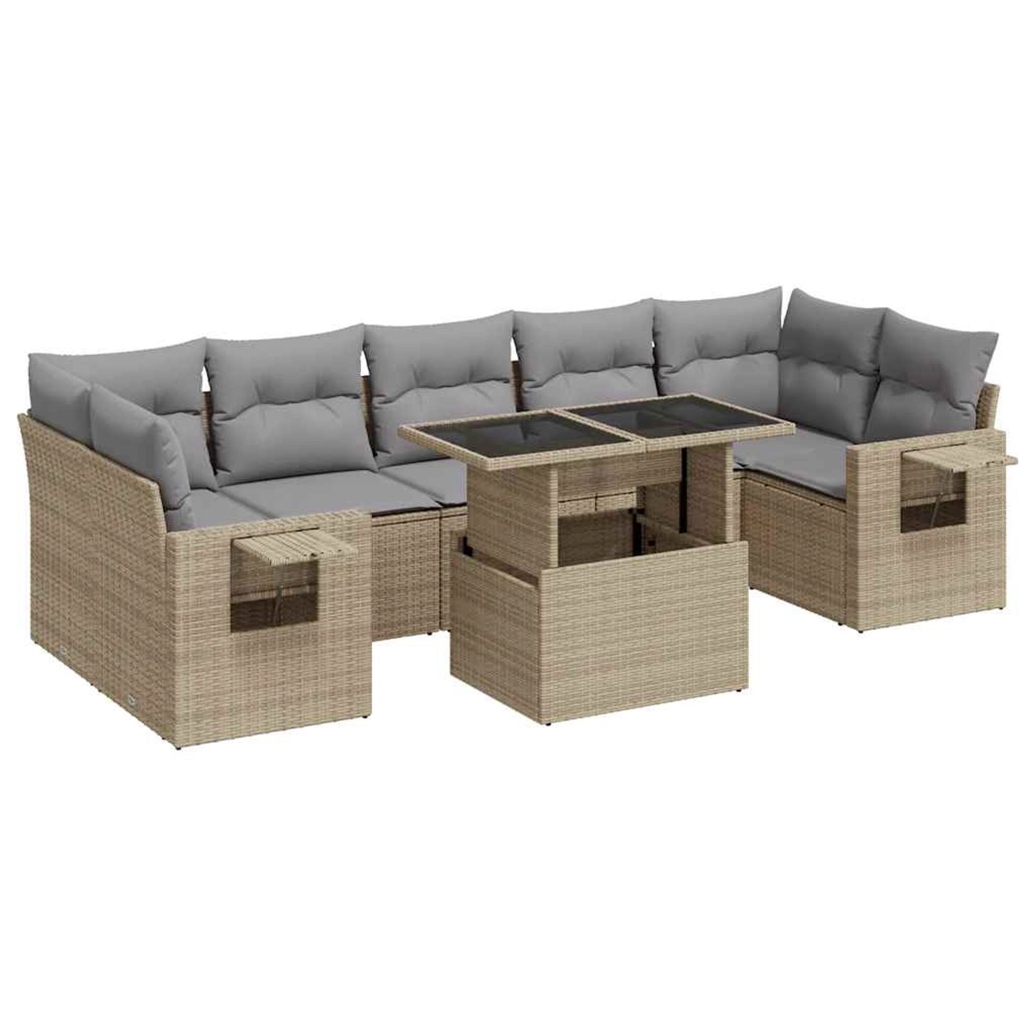 vidaXL 8-Tlg Garten-Sofagarnitur mit Kissen Beige Poly Rattan 3326440 günstig online kaufen