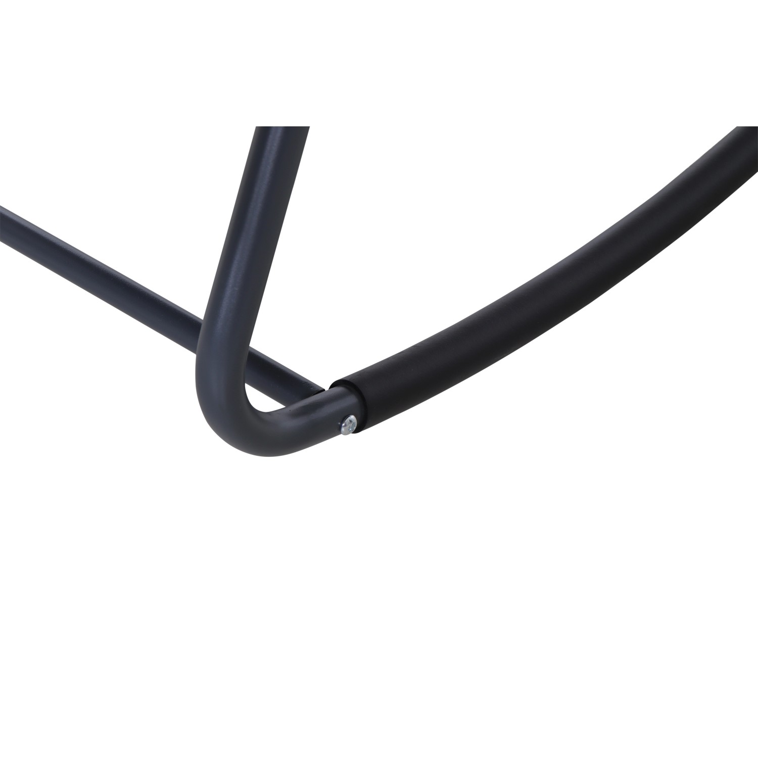 Detailaufnahme: Schwarzes Stahlgestell der Siena Garden Schaukelliege Aliano.