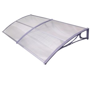 Graues TRUTZHOLM Haustürvordach 97x295 cm mit Hohlkammerplatte und Aluabschlussleiste.