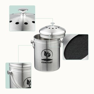 Relaxdays Komposteimer Edelstahl Silber Geruchsfilter 29 cm x 21 cm x 18,5 cm 920 g