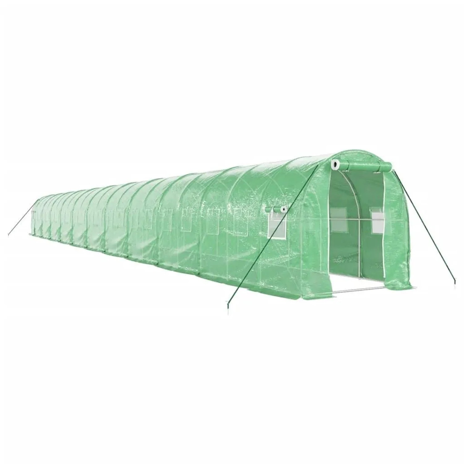 vidaXL Gewächshaus mit Stahlrahmen Grün 44 m² 22x2x2 m 3188026