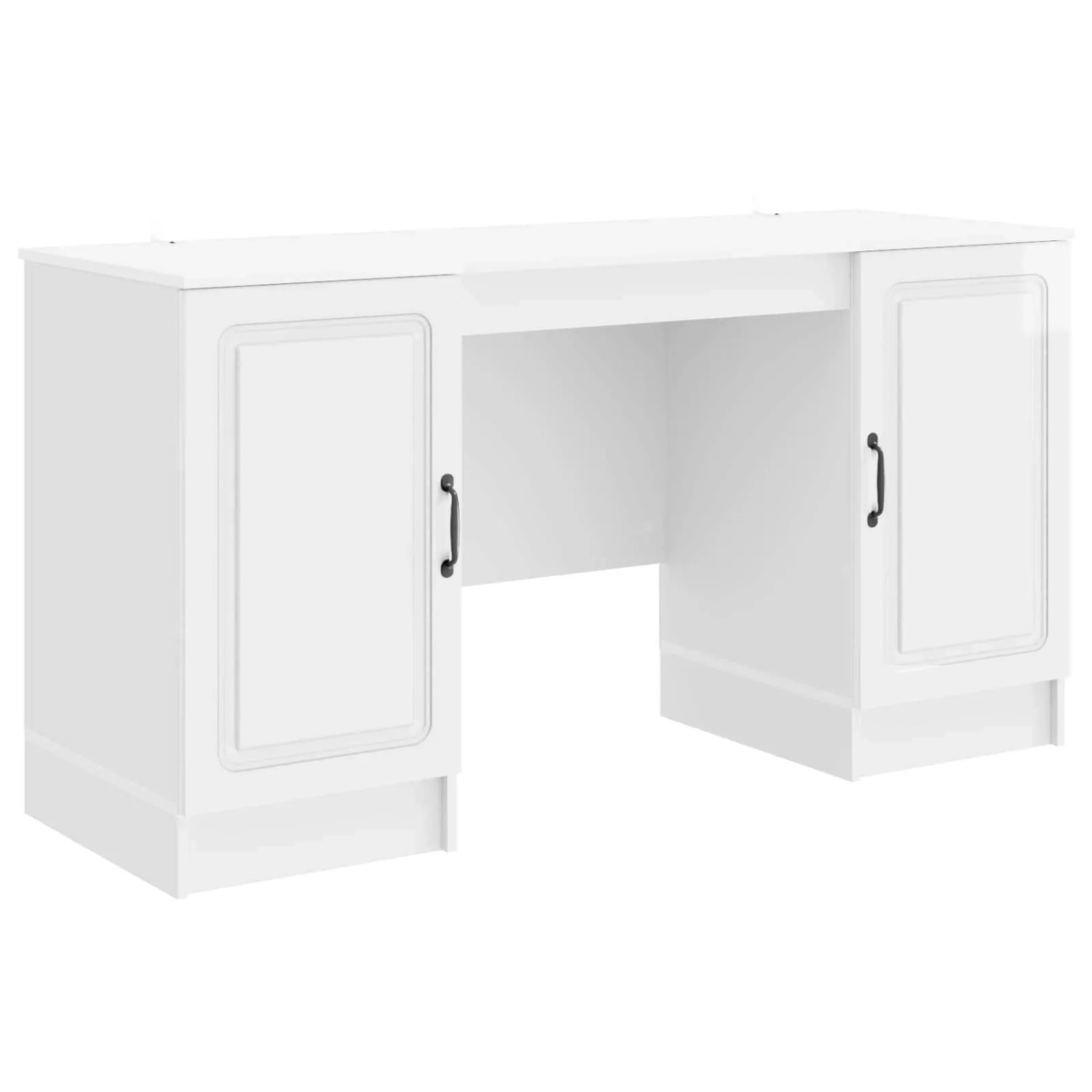 vidaXL Schreibtisch Hochglanz Weiß 142,5 x 50 x 75 cm Holzwerkstoff 3414643
