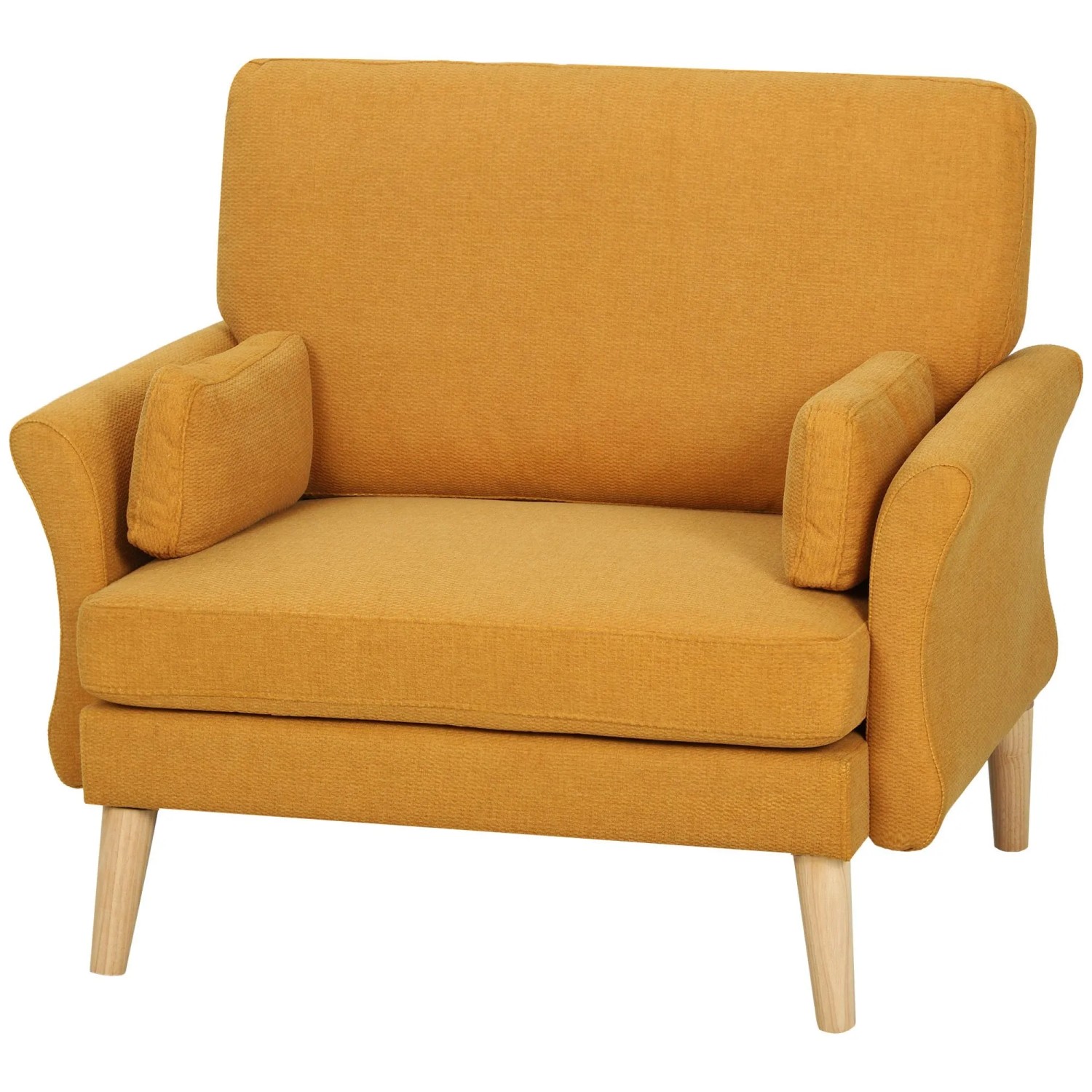HOMCOM Sessel Polyester Kautschukholz 103L x 80B x 88H cm Gelb