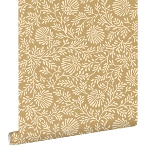 ESTAhome Vliestapete mit Blumenmuster in Beige, 50x900cm, für stilvolle Wände.