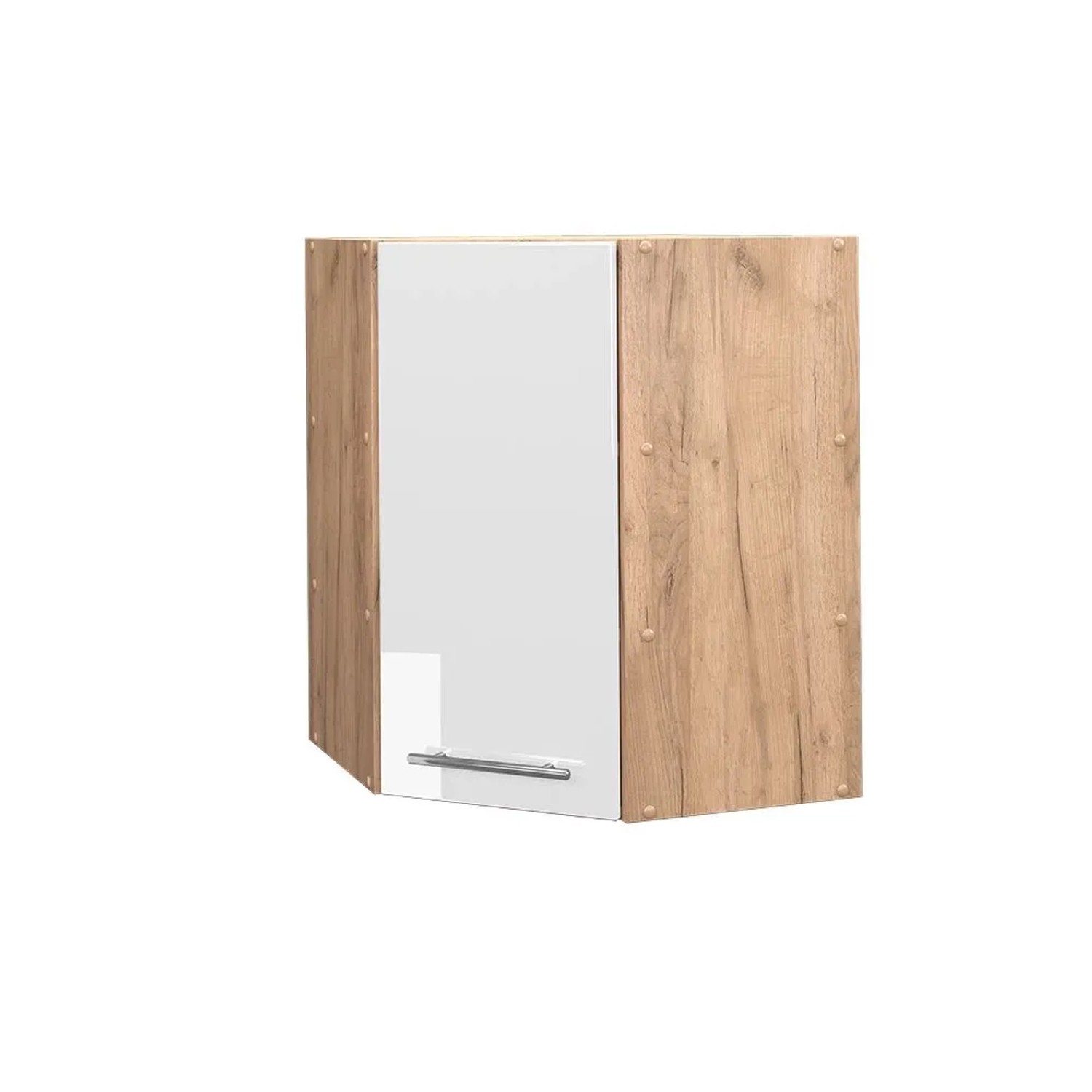 Vicco Eckhängeschrank Fame-Line Küchen-Eckschrank Weiß Hochglanz Goldkraft Eiche 57 cm