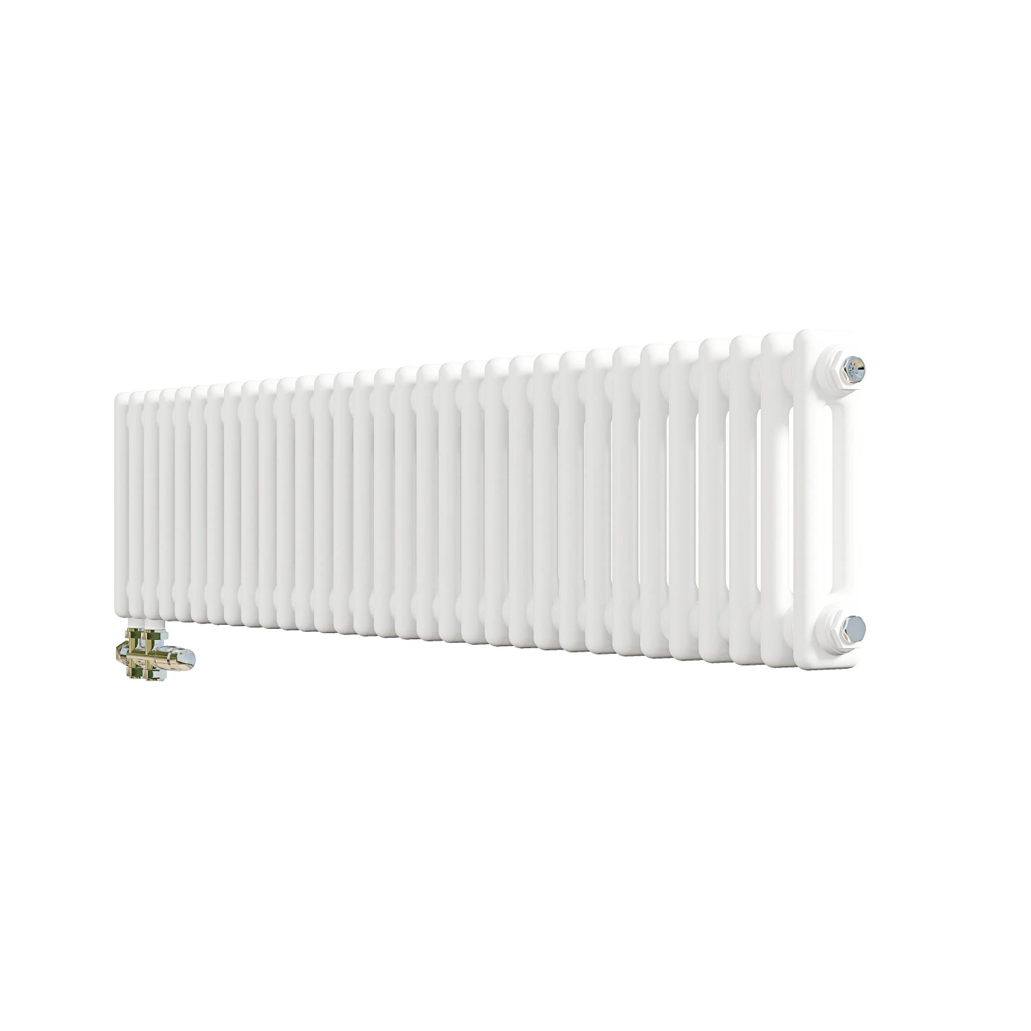 AICA Traditioneller Heizkörper 300 x 1460 mm Gusseisenstil 2 Spalten mit Seitenanschluss Weiß 979W