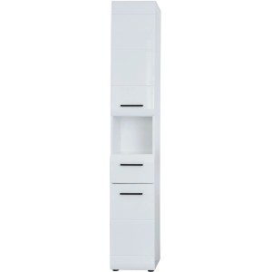 Weißer Trendteam Bad-Hochschrank Skin Bad, 30 cm breit, mit Schubladen und Regalfach.