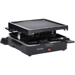 Severin Mini Raclette-Grill RG 2370 für 4 Personen, Tischgrill mit Grillplatte und 4 Pfännchen.