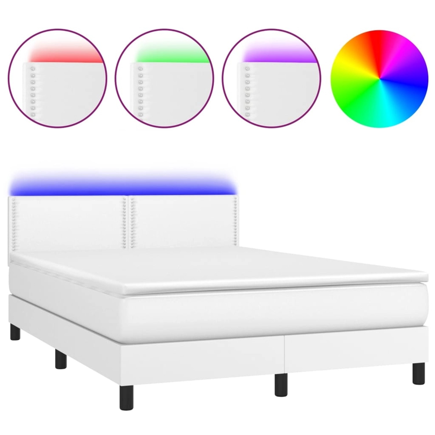 vidaXL Boxspringbett mit Matratze & LED Weiß 140x200 cm Kunstleder1379526 günstig online kaufen