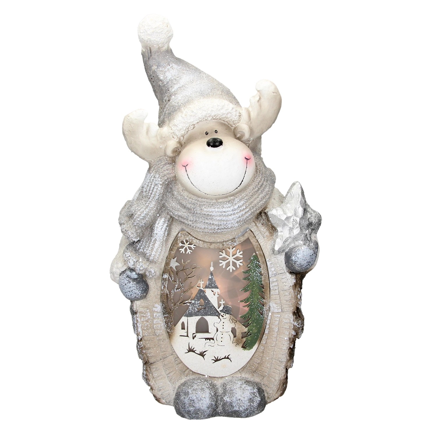 ECD Germany Rentier Figur mit LED Beleuchtung 51 cm Warmweiß Weiß mit Graue günstig online kaufen