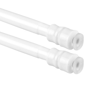 2er-Pack weiße Bestlivings Klemmstangen mit Schraubtechnik, 100-140 cm, für Stil- & Seilspanngarnituren.