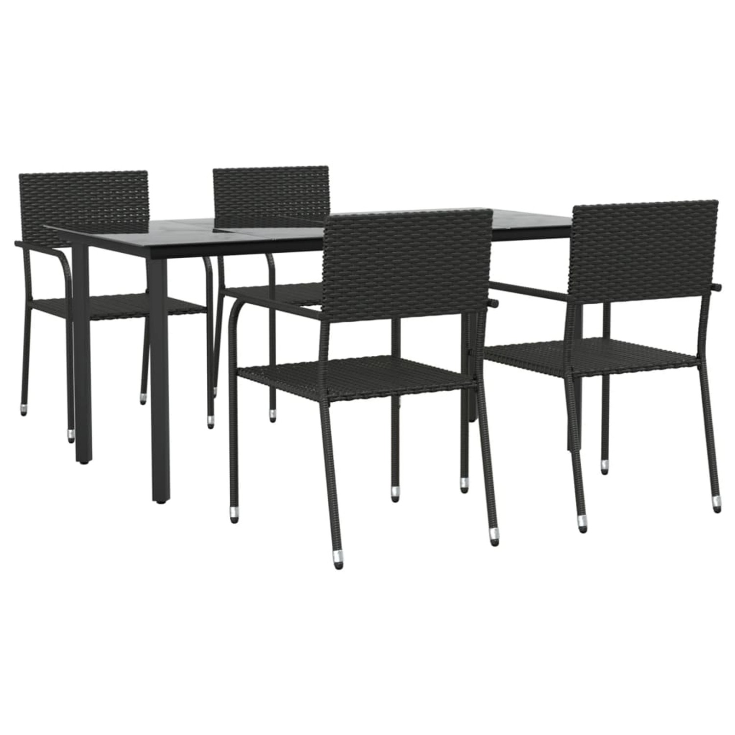 vidaXL 5-Tlg Garten-Essgruppe Schwarz Poly Rattan 3156750 günstig online kaufen