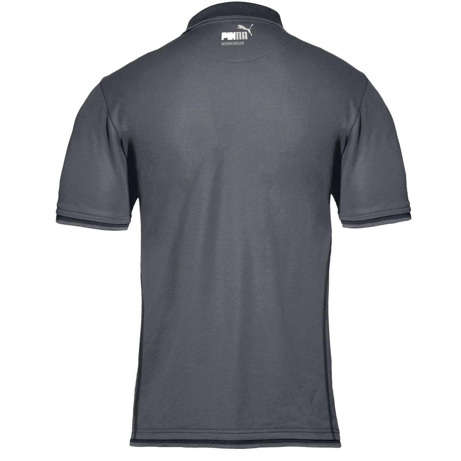 Puma Workwear Polo-Shirt Champ, stahlgrau/carbon, Größe S, Rückansicht. Arbeitskleidung für Herren.