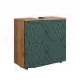 Vicco Waschbeckenunterschrank Irma, Eiche/Grün, 60 cm breit. Badmöbel mit zwei Türen und geometrischem Muster.
