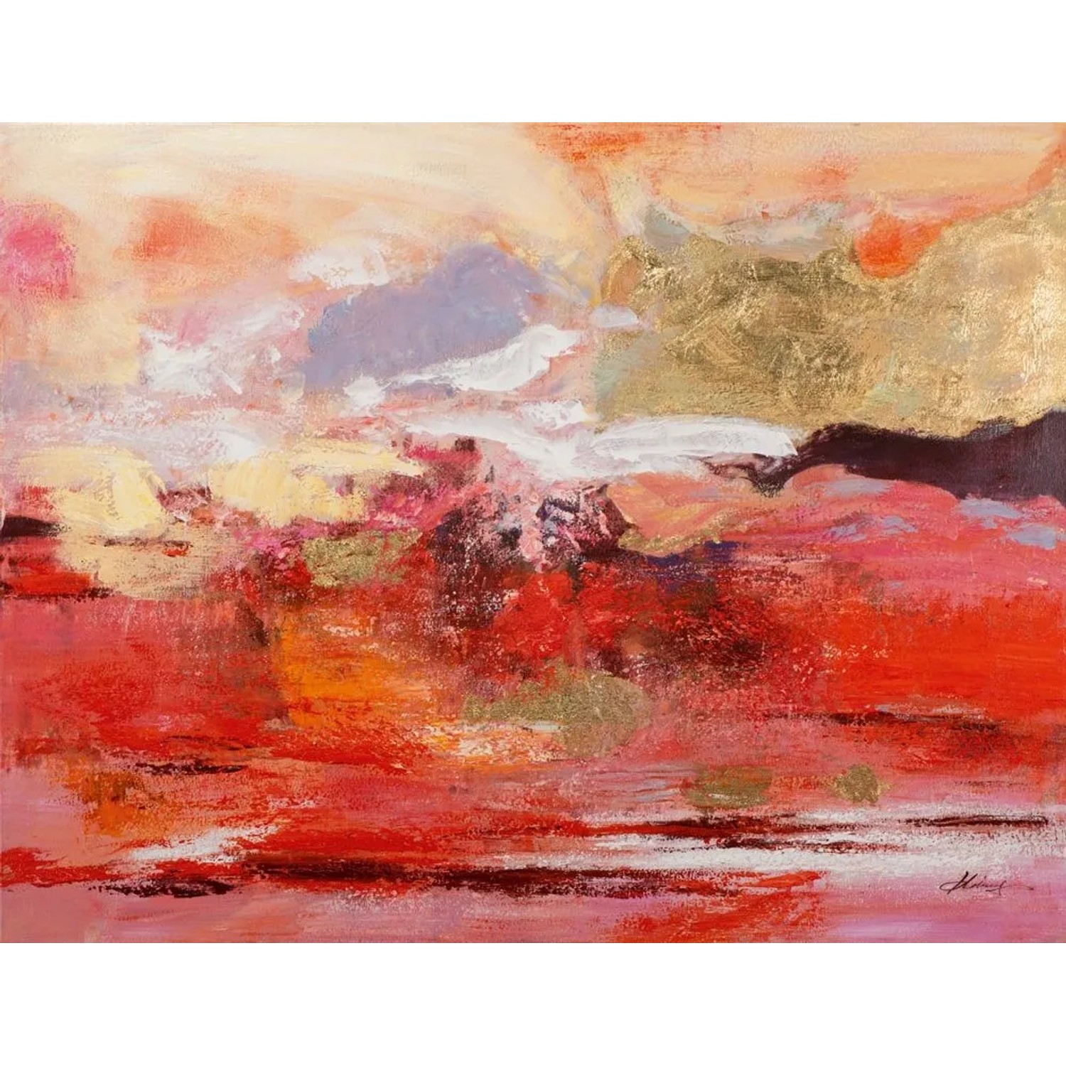 Art Universe Leinwandbild Komposition in Rot und Gold 115 x 150 cm