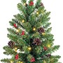 Künstlicher Weihnachtsbaum Creston mit LED, 60 cm, mit Jute-Fuß, Tannenzapfen und Beeren.