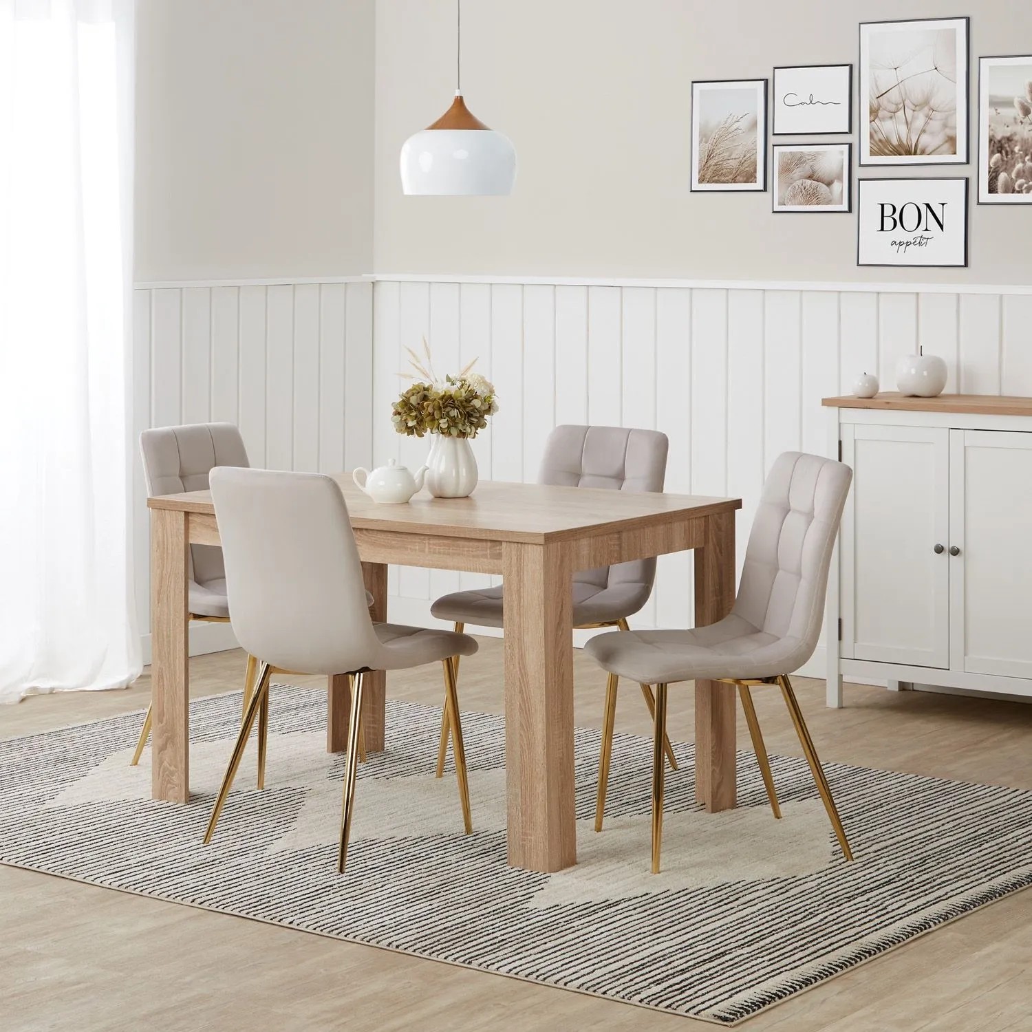 Homestyle4u Esszimmerstuhl Samt 2334 4er Set Beige Gold kaufen bei OBI