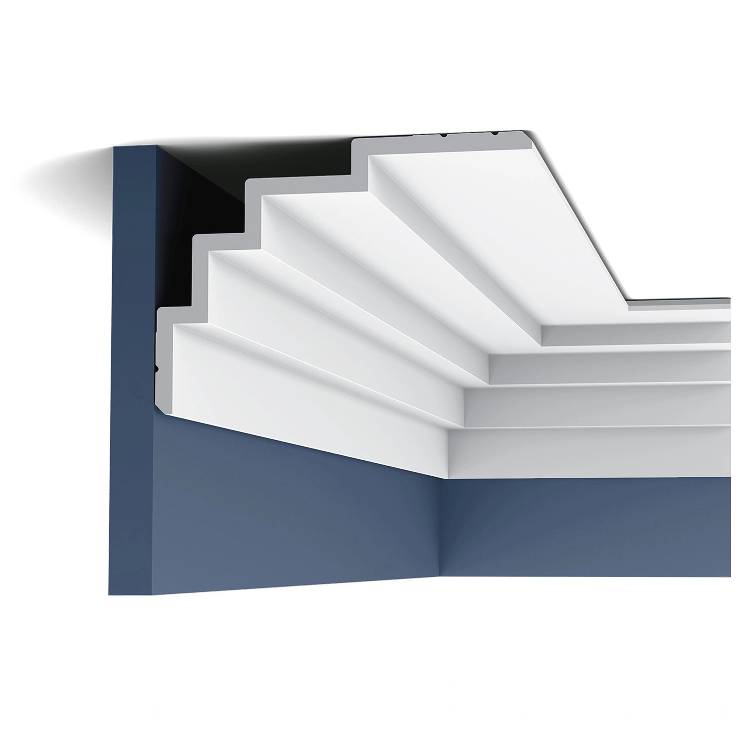 ORAC DECOR C393 MODERN STEPS Eckleiste Zierleiste 2 m 200 cm x 15 cm x 21 cm Weiß