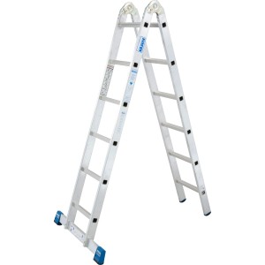 Krause Gelenk-Doppelleiter Stabilo mit 2x6 Sprossen, Aluminiumleiter für vielseitigen Einsatz.