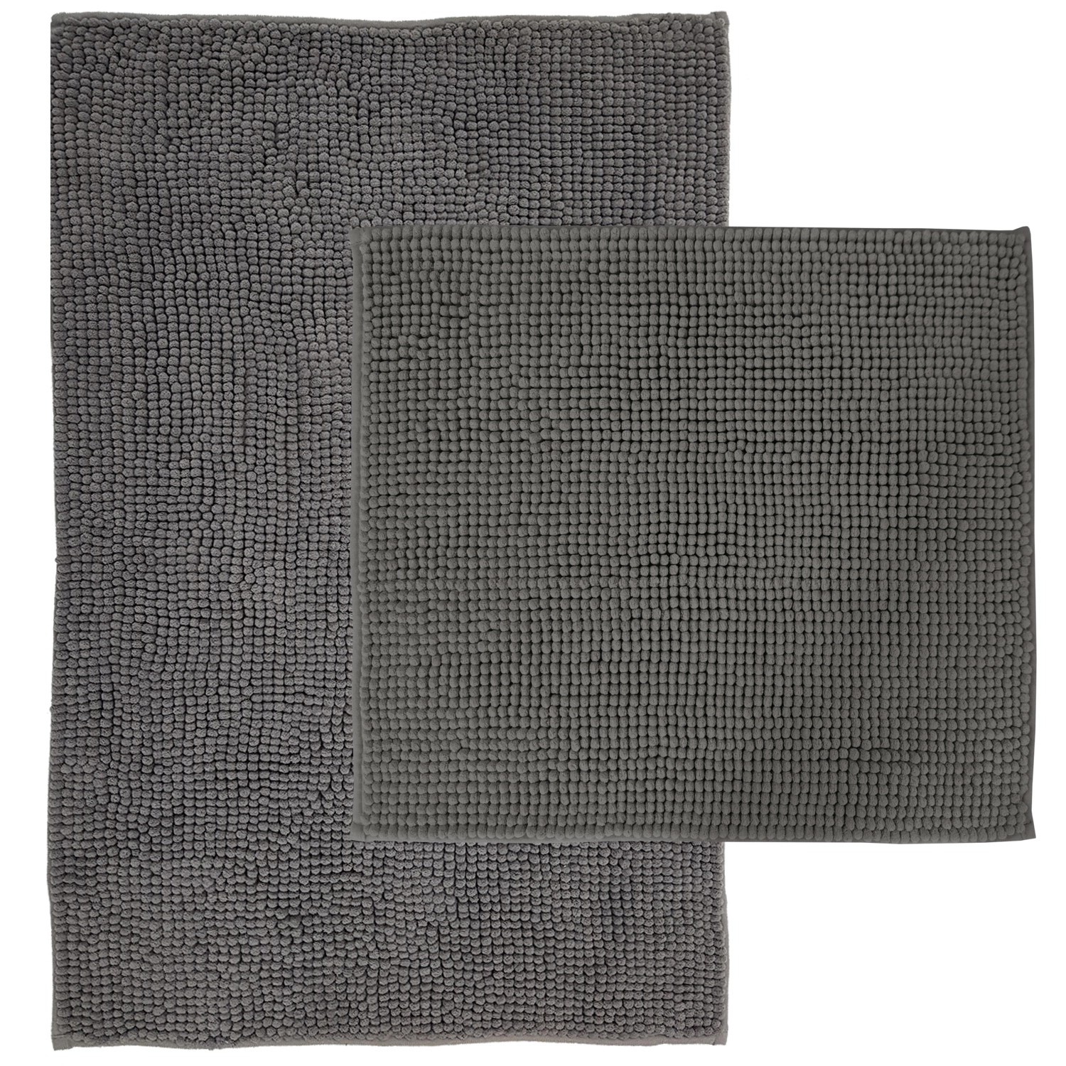 NYVI Badematten Set Chenille 2-teilig 45 x 50 cm und 50 x 80 cm Grau günstig online kaufen