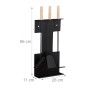 Relaxdays Kaminbesteck Stahl Schwarz 4-teilig 66 cm x 28 cm x 11 cm 3,3 kg_4