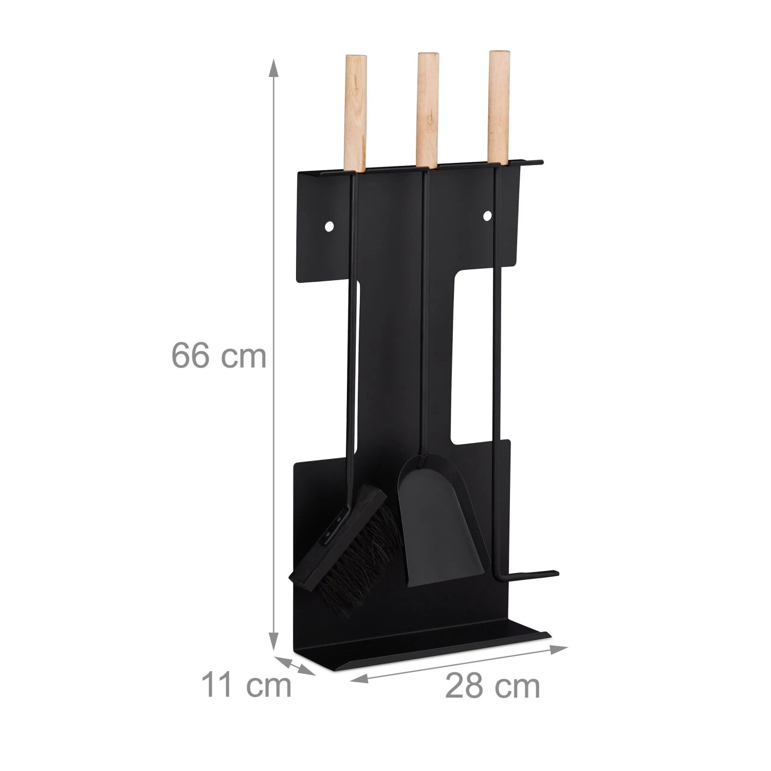 Relaxdays Kaminbesteck Stahl Schwarz 4-teilig 66 cm x 28 cm x 11 cm 3,3 kg_4