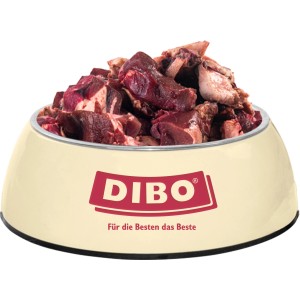 Dibo Barf Hirsch 1kg im Napf: Frostfutter für Hunde und Katzen, artgerechte Rohfütterung.