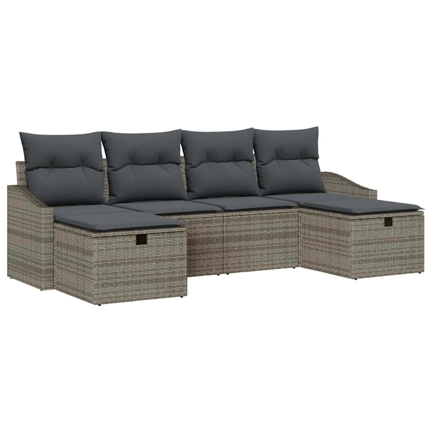 vidaXL Garten-Sofa-Set mit Kissen 6-Tlg Grau Poly Rattan 3359318 günstig online kaufen