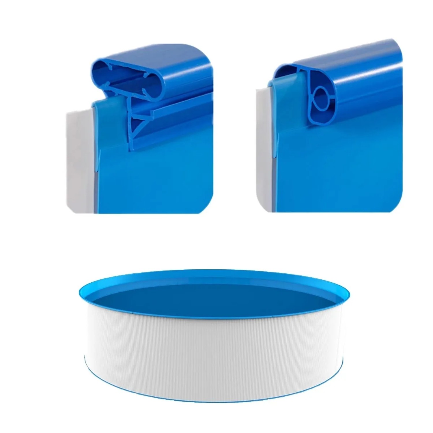 Graue Poolfolie 400x120cm mit Einhängebiese für Rundbecken. Austauschfolie für Pools.