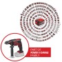 Einhell Akku-Schlagbohrmaschine TE-ID 18 Li-Solo mit Akku, umgeben von vielen Power X-Change Systemgeräten.