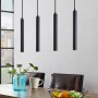 Moderne, schwarze 4-flammige LED Hängeleuchte Kammeron aus Metall für Wohnzimmer.