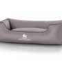 Graues Knuffelwuff Hundebett Madison XL aus Kunstleder, orthopädisches Hundekörbchen.