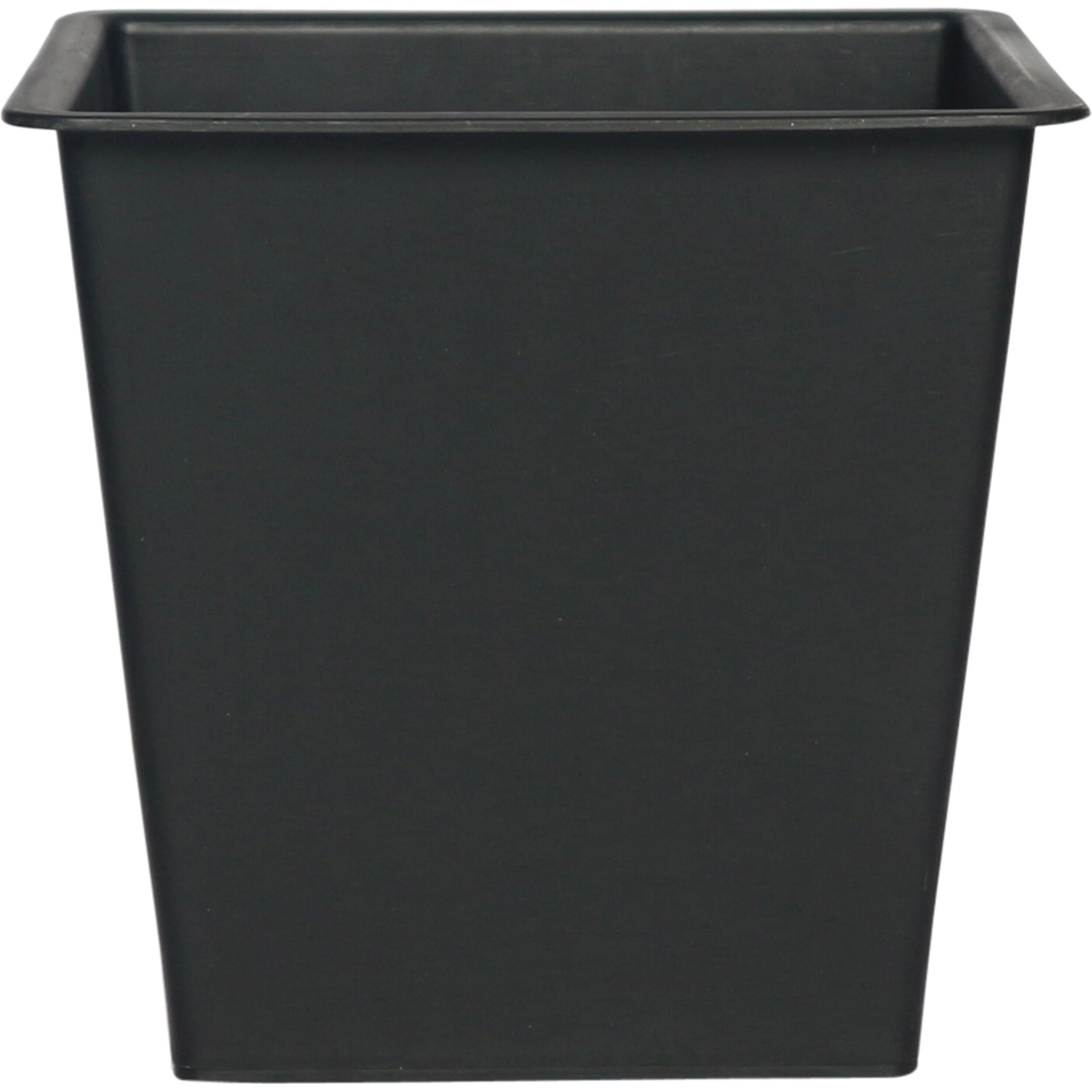 Rechteckiger, schwarzer Übertopf in Weiden-Optik, 56x30x30 cm, für Innen- und Außenbereich.