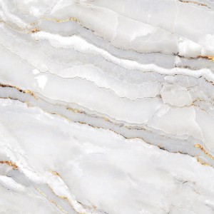 Bodenfliese Feinsteinzeug, poliert, 60x60 cm, Marmor-Optik, glänzend, für Innenräume.